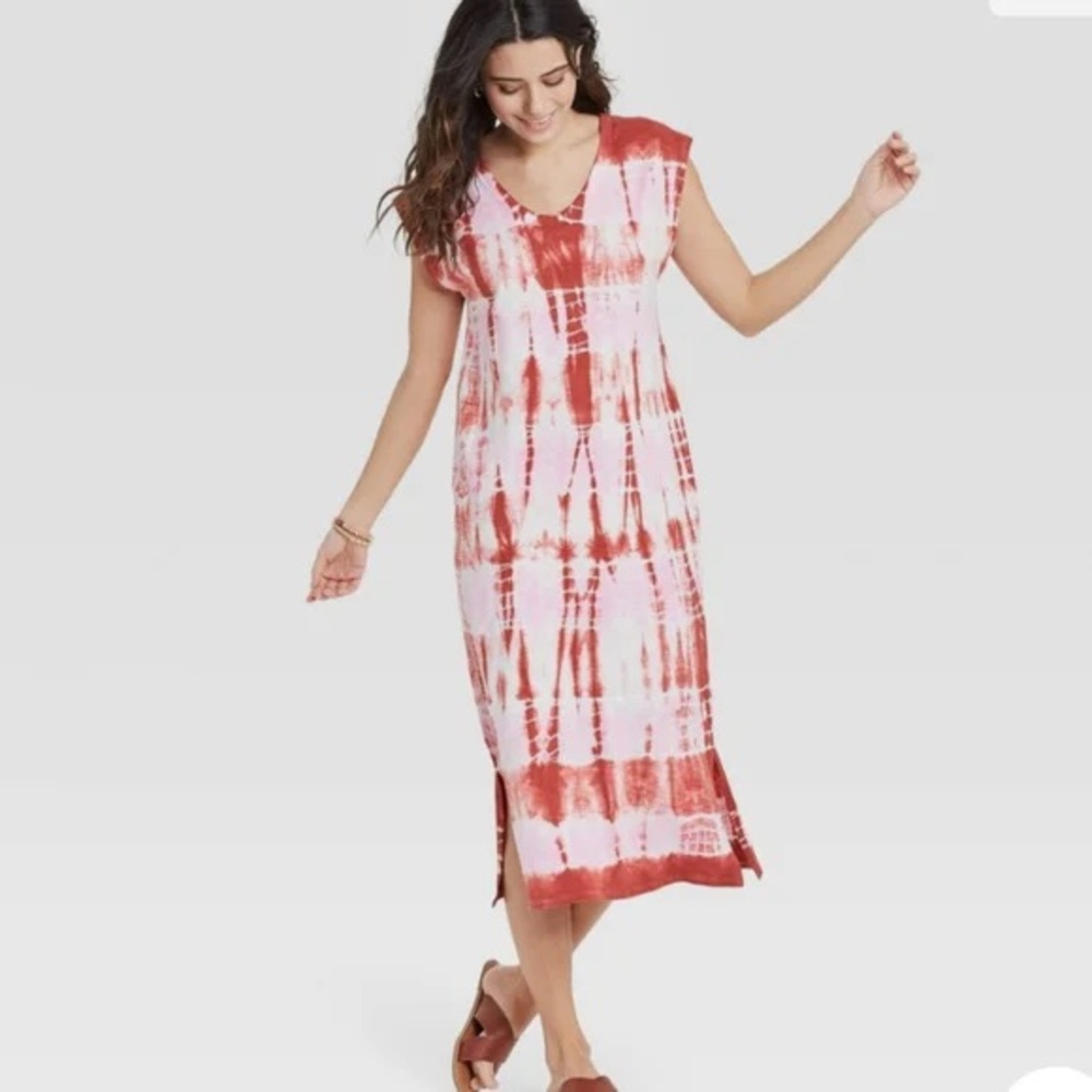Universal Thread Pink Tie Dye Dress‎ MIDI Sleeveless XXL 1X